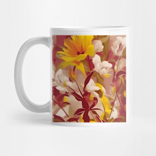 Floral in Yellow and White Mug